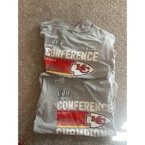 Lot Of 2 Kansas City Chiefs Nike Tee Conference Champions Gray Men M Kingdom NFL